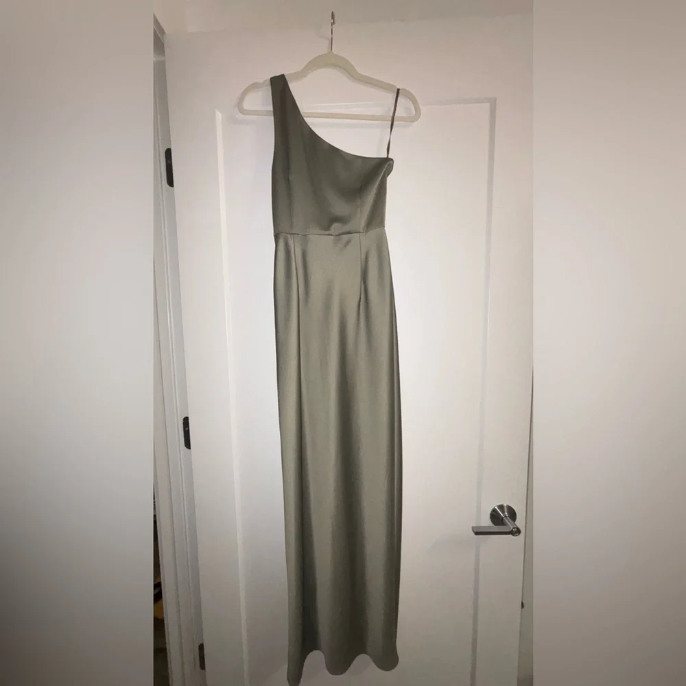 BHLDN One Shoulder Olive Dress - Picture 5 of 11